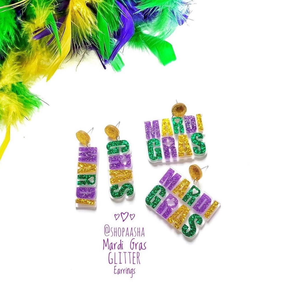 Mardi Gras Glitter Earrings
